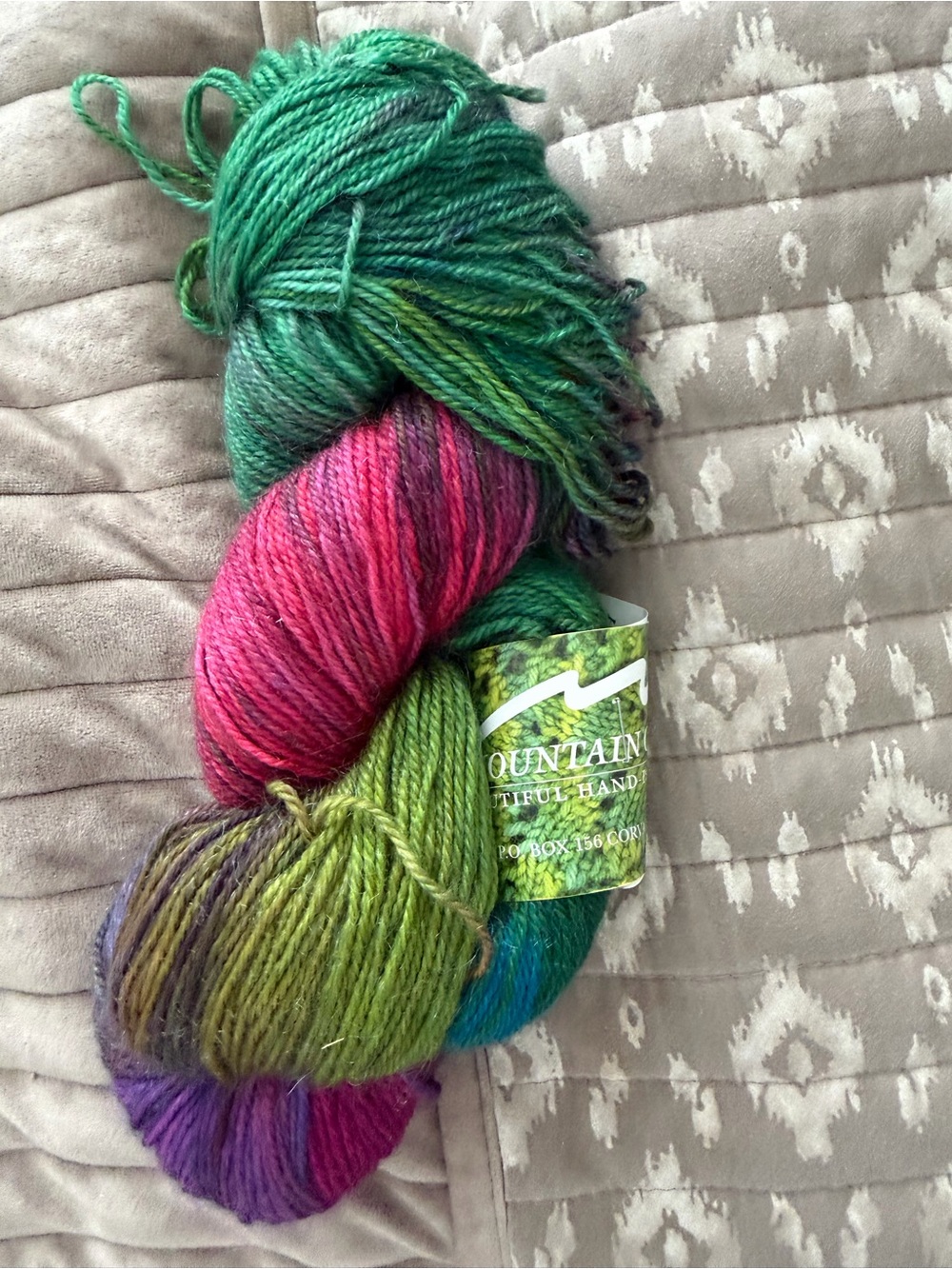 Mountain colors Hand-Dyed Multicolor Yarn - Green & Pink Blend